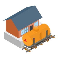 Tank wagon icon. Isometric illustration of tank wagon vector icon for web