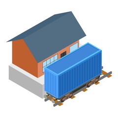Rail container icon. Isometric illustration of rail container vector icon for web
