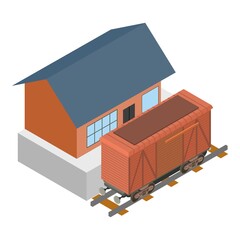 Railway car icon. Isometric illustration of railway car vector icon for web