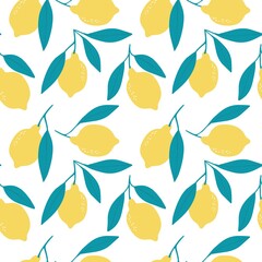 Hand drawn seamless pattern with Lemon