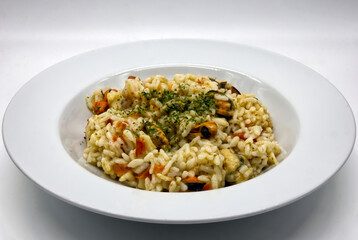 Delicious italian seafood risotto (Risotto ai frutti di mare)