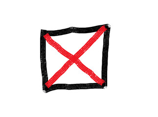 Rotes Kreuz in schwarzer Box freigestellt