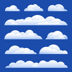 Vector Illustration. Set of clouds isolated on background
