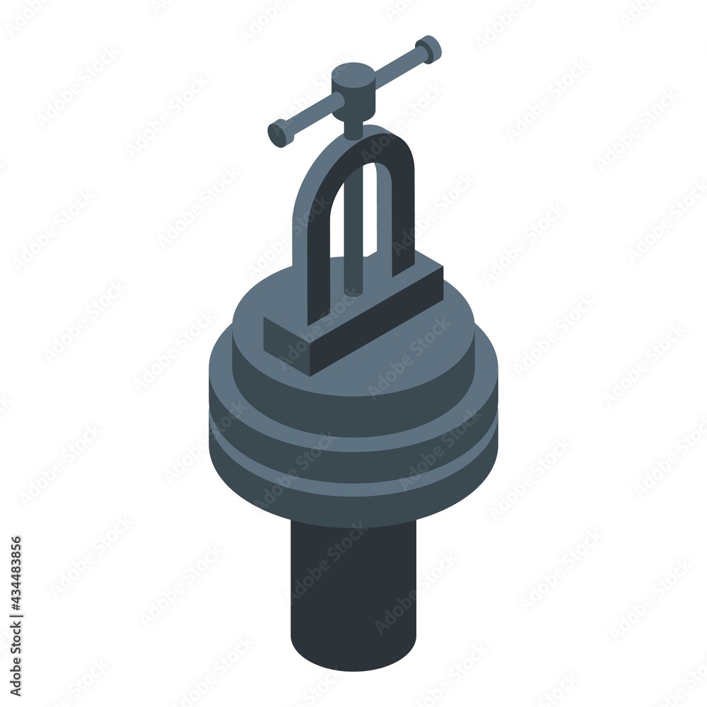 Poster work press machine icon. isometric of work press machine vector icon for web design isolated on whit