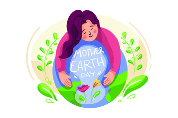 Mother Earth Day Illustration concept. Flat illustration isolated on white background.