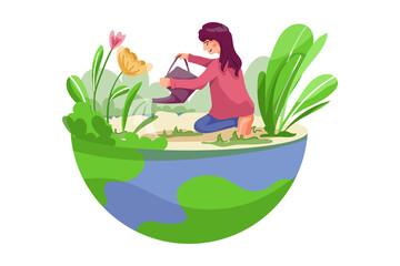 Mother Earth Day Illustration concept. Flat illustration isolated on white background.