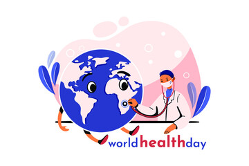 Fototapeta na wymiar World Health Day Illustration concept. Flat illustration isolated on white background.