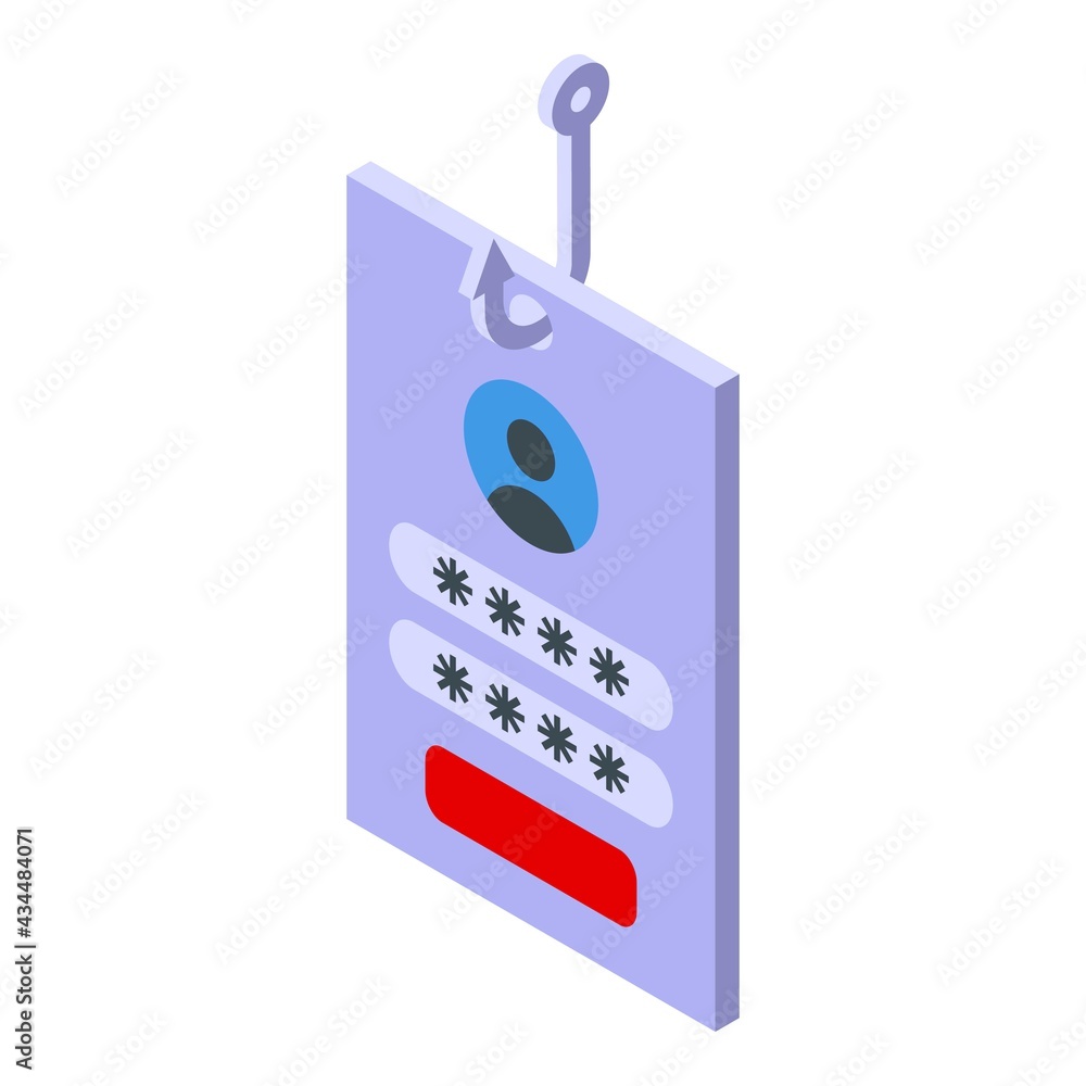 Poster malware account icon. isometric of malware account vector icon for web design isolated on white back