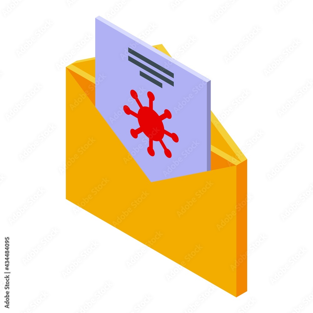 Poster email malware icon. isometric of email malware vector icon for web design isolated on white backgrou