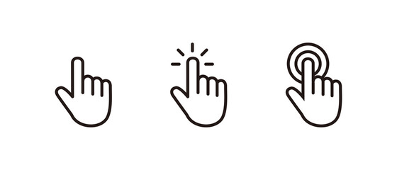 Hand Cursor icon set, Click icon vector