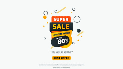 Sale banner template design with geometric background , Big sale special offer up to 80% off. Super Sale, end of season special offer banner. vector illustration.