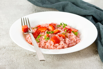 Fresh strawberry risotto a delicate and elegant dish