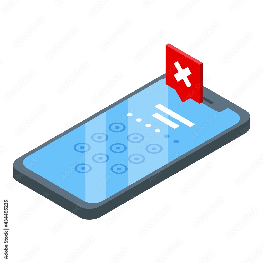 Poster smartphone password protection icon. isometric of smartphone password protection vector icon for web