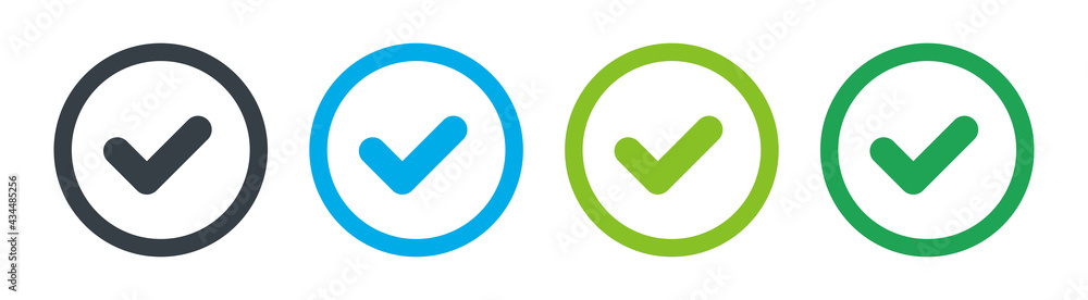 Poster check mark on circle icon set. vector illustration