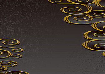 日本の伝統的なと黒色の流水文様.　ベクター背景素材