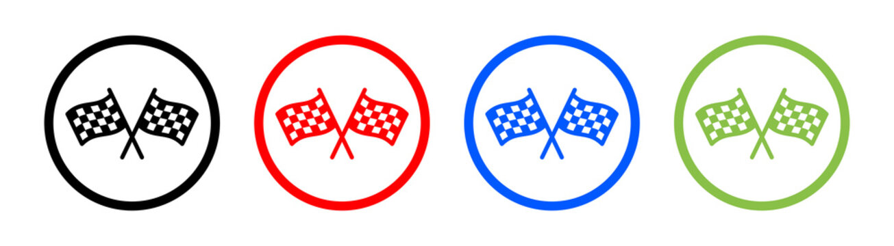 Finish line concept. Checkered or chequered flag for car racing flat vector icon.