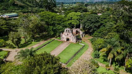 Obraz premium Beautiful aerial view of the Church ruins in Ujarar Cartago Costa Rica 