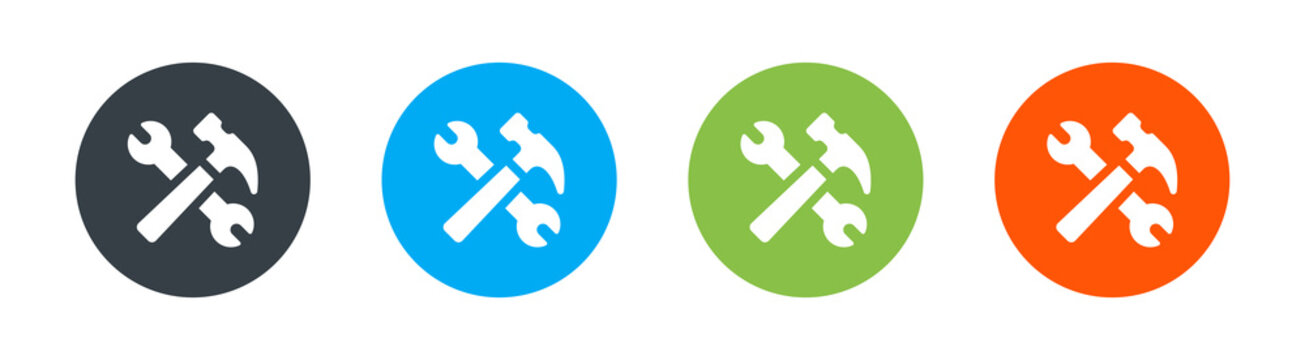 Wrench and hammer, tools icon. Vector illustration