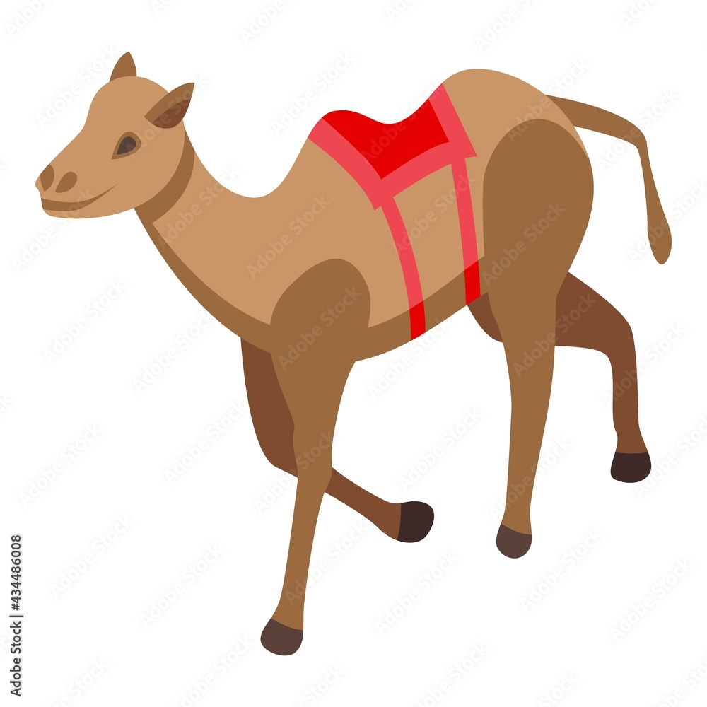 Poster camel icon. isometric of camel vector icon for web design isolated on white background