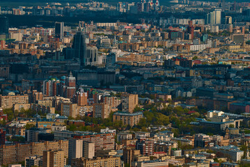 Naklejka premium the image of the city of Moscow was shot from a large height