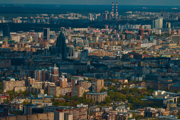 Fototapeta premium the image of the city of Moscow was shot from a large height