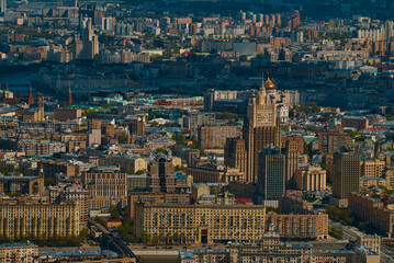 the image of the city of Moscow was shot from a large height