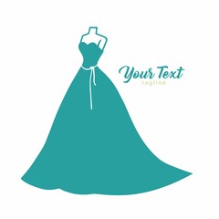 Wedding Bridal Wear Boutique. Elegant Gown Sexy Dress Fashion Simple Logo Design Vector Illustration