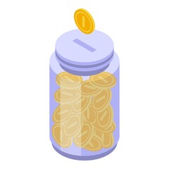 Successful campaign coin jar icon. Isometric of Successful campaign coin jar vector icon for web design isolated on white background