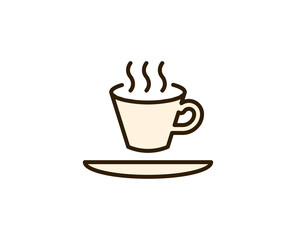 Cup of tea or coffee flat icon. Single high quality outline symbol for web design or mobile app.  Holidays thin line signs for design logo, visit card, etc. Outline pictogram EPS10