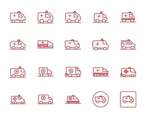 Ambulance design icons set. Thin line vector icons for mobile concepts and web apps. Premium quality icons in trendy flat style. Collection of high-quality color outline logo