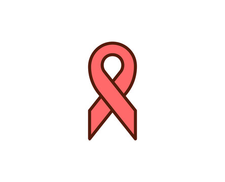 Cancer ribbon flat icon. Thin line signs for design logo, visit card, etc. Single high-quality outline symbol for web design or mobile app. Medical outline pictogram.