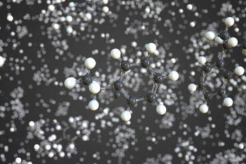 Cumene molecule made with balls, conceptual molecular model. Chemical 3d rendering