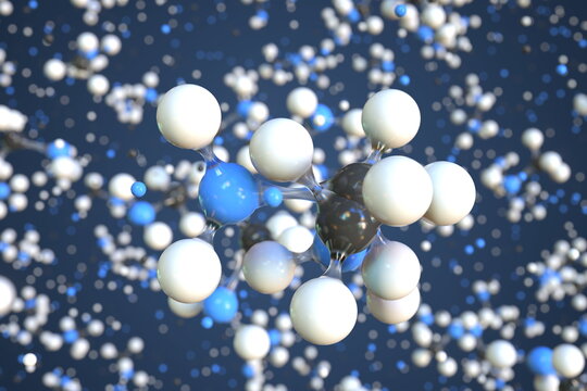 Methylamine molecule, scientific molecular model, 3d rendering