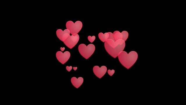 Lots of popping hearts (black background 6 pattern set)