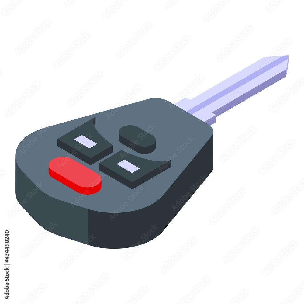 Poster smart car key drive icon. isometric of smart car key drive vector icon for web design isolated on wh