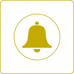 Bell alert icon isolated on white background, Golden alarm vector illustration symbol, ring web signal