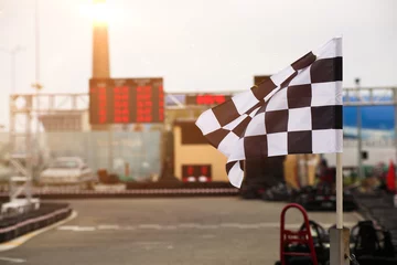 Poster The finish line and checkered flag racing. finish the race © Evgeniya Sheydt