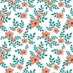 Floral seamless vector pattern for background, fabric, Wrapping paper and others isolated on white background.