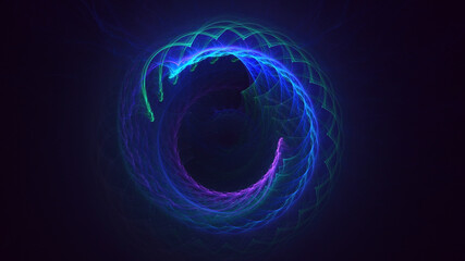 3D rendering abstract multicolor fractal light background