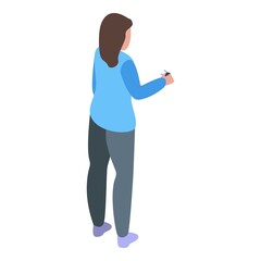 Woman buying car icon. Isometric of Woman buying car vector icon for web design isolated on white background