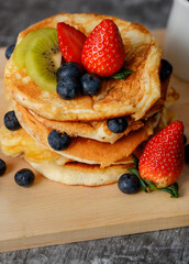 Pancakes on white plate
