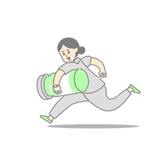 看護師がワクチンを抱えて走るイメージイラスト