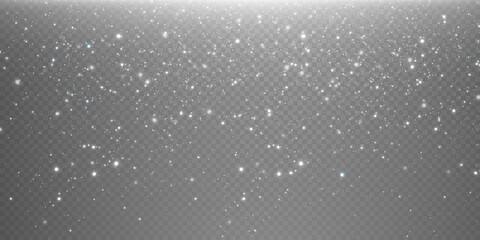 Christmas background. Powder PNG. Magic shining white dust. Fine, shiny dust particles fall off slightly. Fantastic shimmer effect.