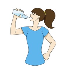 水分補給　コップ　女性