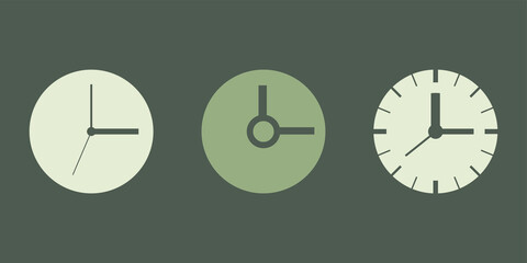 Set of clock icon in thin line style. Vector time symbol for your web site design, logo, app, UI.