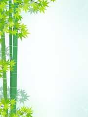 青もみじ・竹の爽やかな背景素材（縦向き）