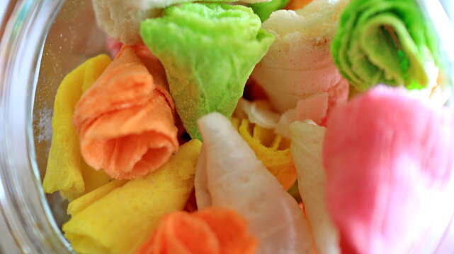 Colorful desserts are delicious sweet, Selective focus image