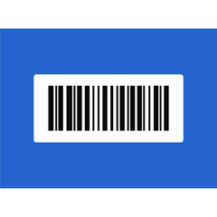 Vector image of barcode in white box on blue background