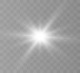 Foto auf Leinwand White beautiful light explodes with a transparent explosion. Vector, bright illustration for perfect effect with sparkles. Bright Star. Transparent shine of the gloss gradient, bright flash. © MAKSYM