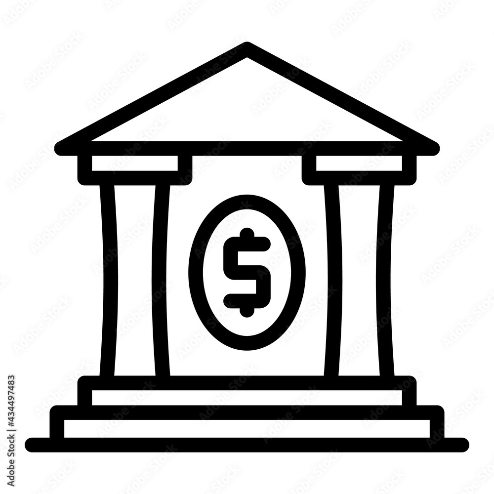Poster bank building icon. outline bank building vector icon for web design isolated on white background